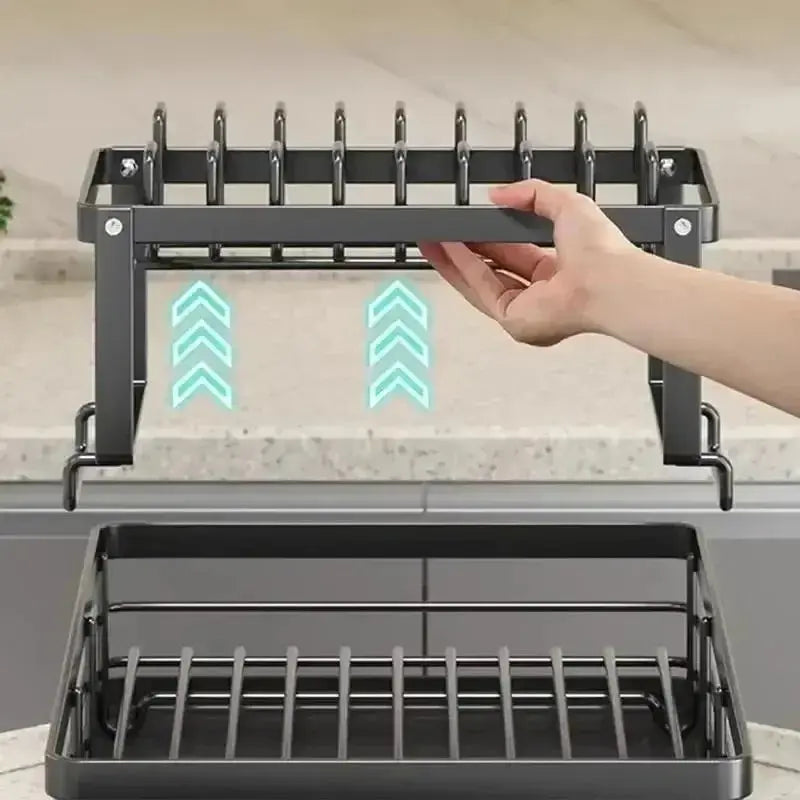 Household Kitchen Dish Drainer Rack, Multifunctional Sink Drying Rack for Bowls Plates Chopsticks, Save countertop space Furnish Wise