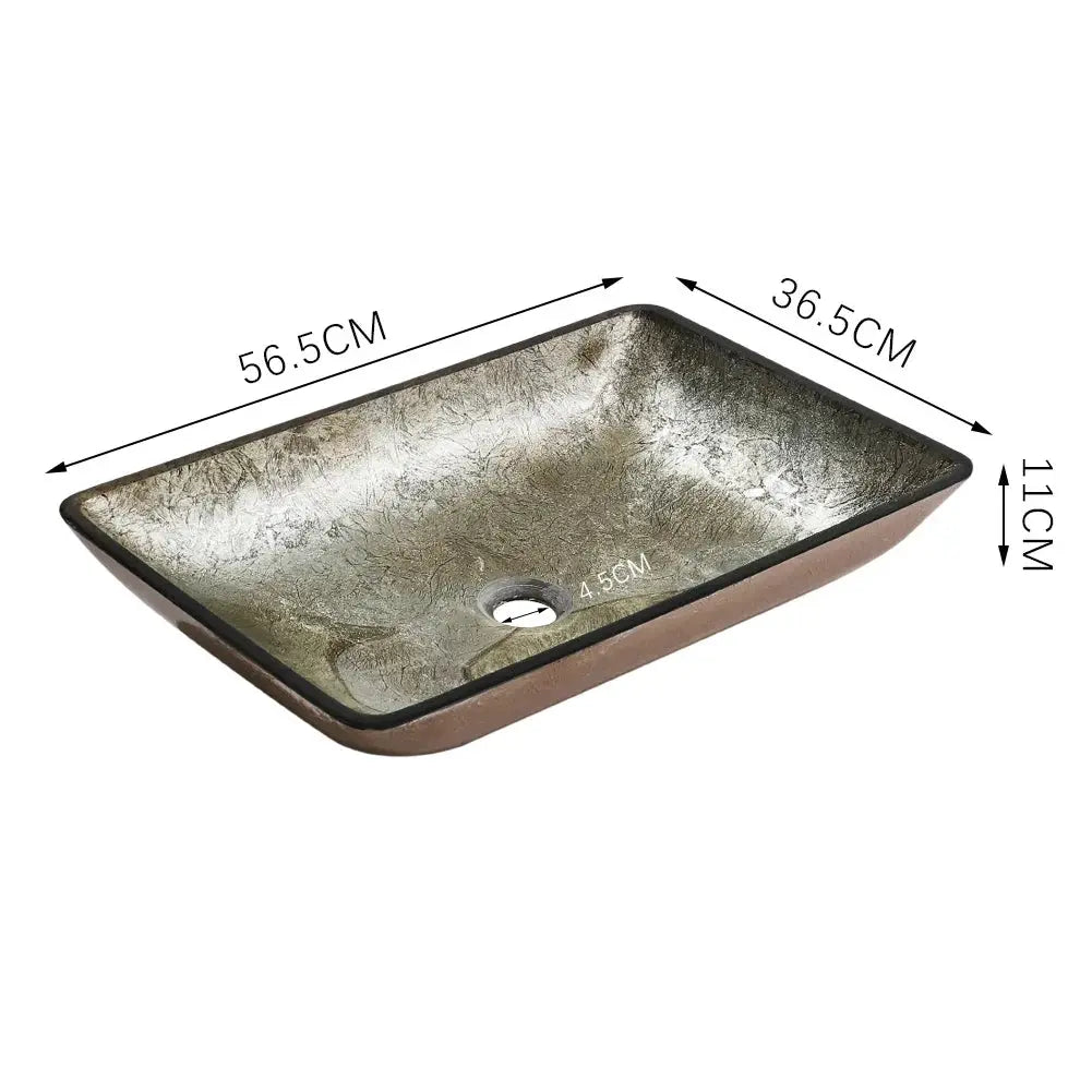 Gold Bathroom Artistic Vessel Sink Tempered Glass with Drain