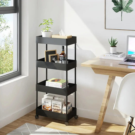 4 Tiers Shelf Trolley Cart Storage Rack Furnish Wise