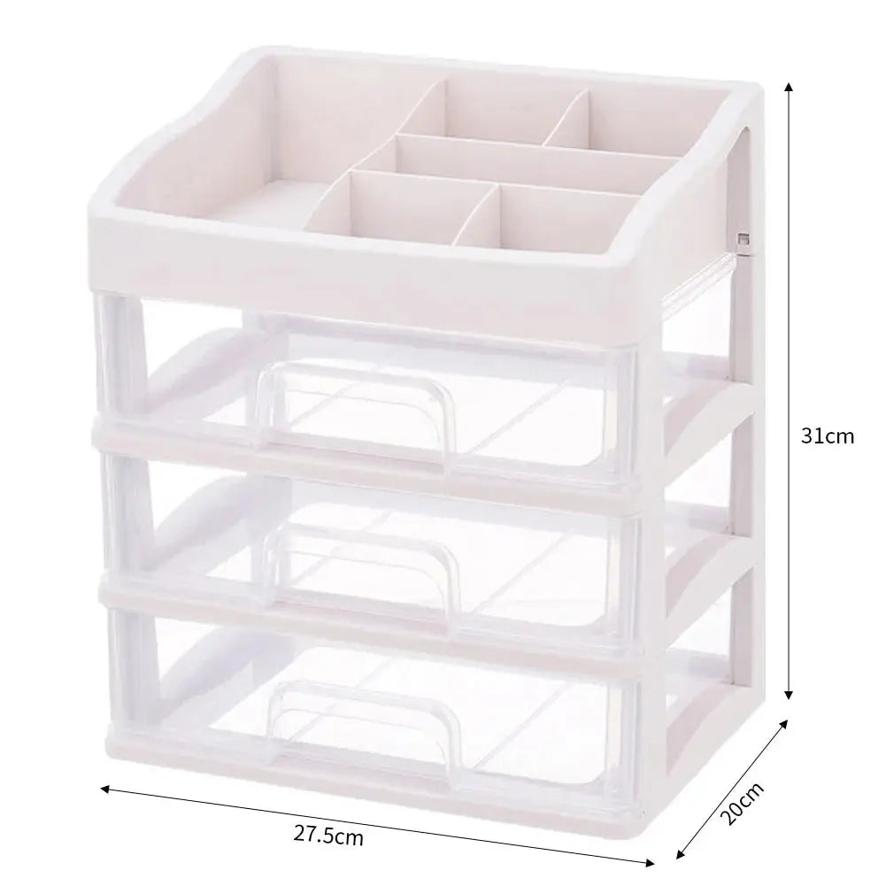 Clear White Portable Makeup Organiser 6 Compartments & 3 Drawers