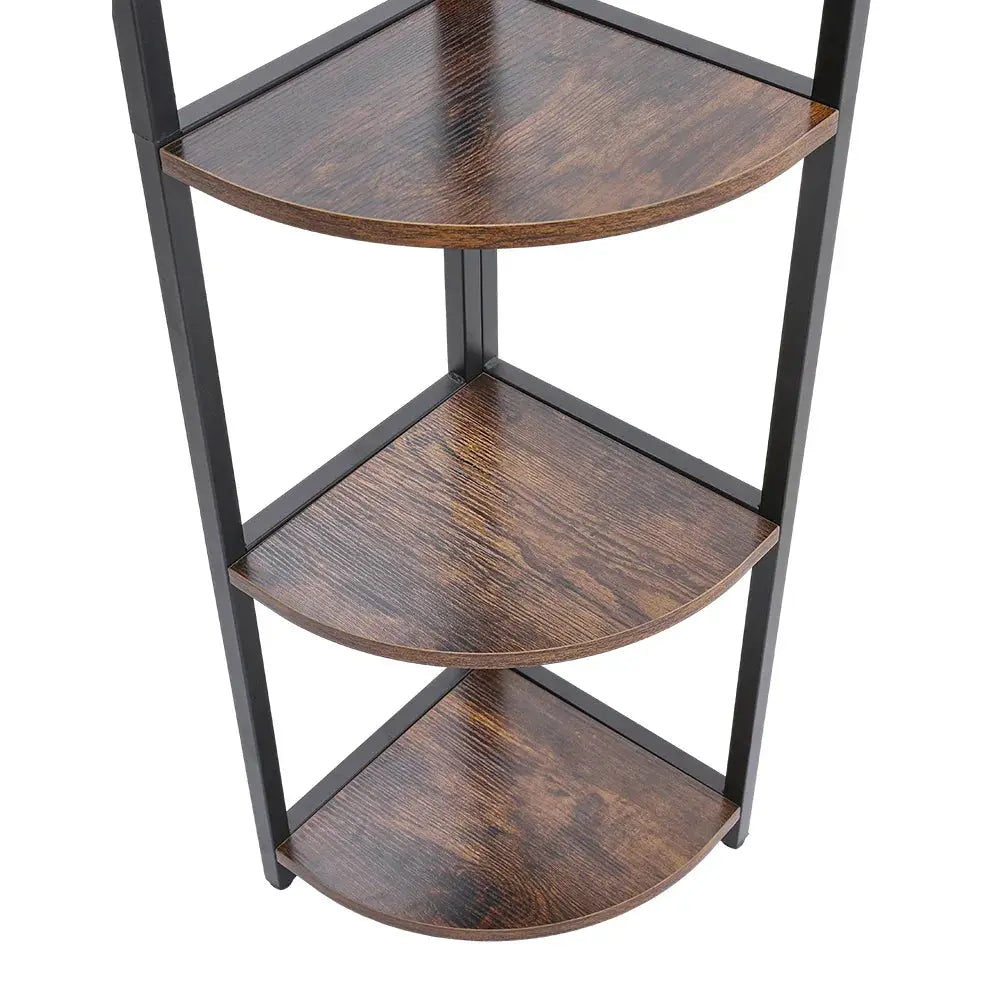 Brown 5 Tier Corner Book Shelf Storage Display