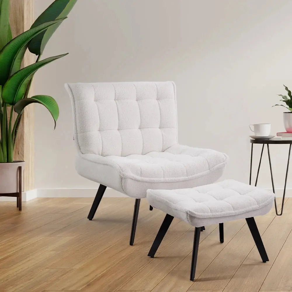 Minimal Comfy Chair with Footstool Set Armchair with Footstool