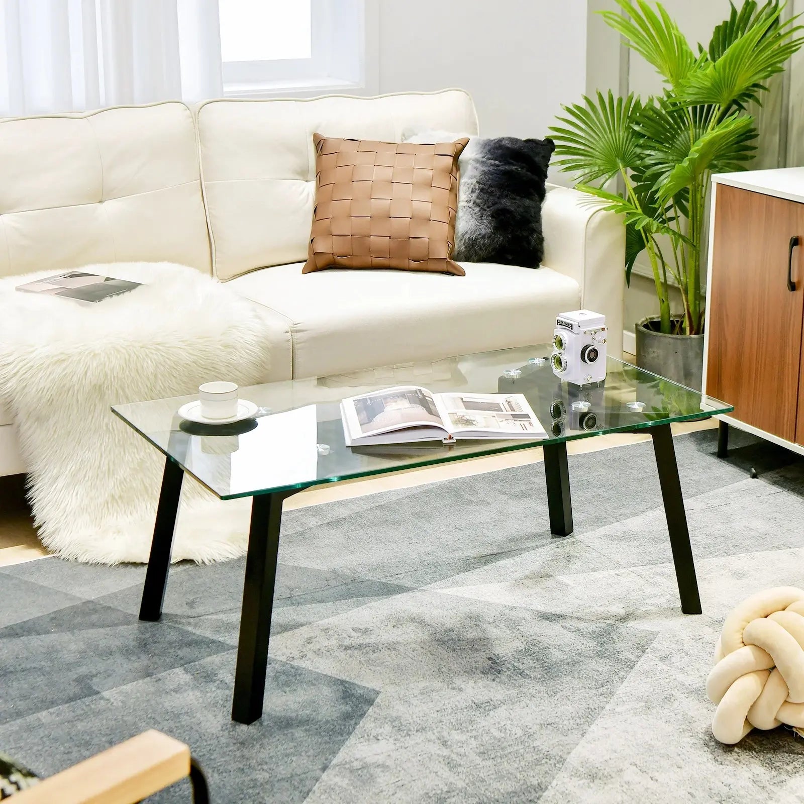 Modern Centre Table with Heavy-duty Metal Frame Furnish Wise