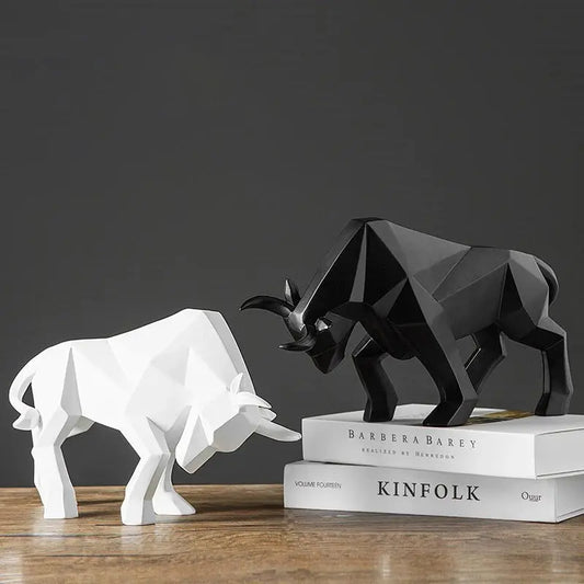 Resin Wall Street Bull Statue Bison Sculpture Decoration Abstract Animal Figurine Room Desk Home Study Decor Ornaments Gift Furnish Wise