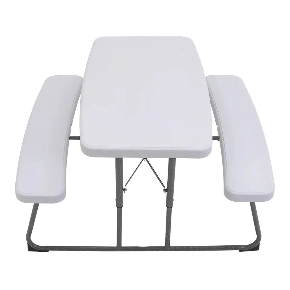Off-White Children's Foldable Picnic Table and Bench Set 3-Piece Furnish Wise