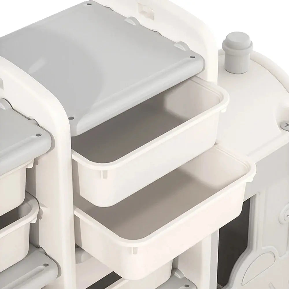 Grey Cute Small Bus Toys Storage Rack for Kids