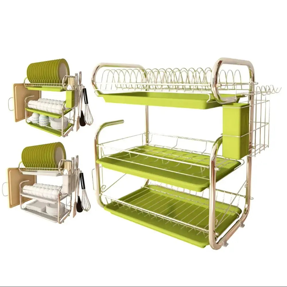 3 Tier Kitchen Chrome Storage Rack with Sink Rack Drip Tray