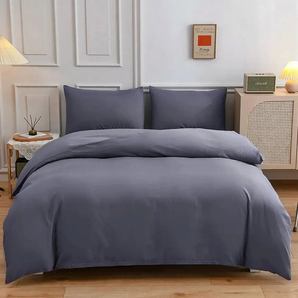 Queen-Bed Polyester Bedding Sheet Set with Duvet Cover & Flat Sheet Pillowcases
