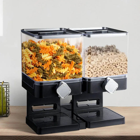 Black Double Square Cereal Dispenser Furnish Wise