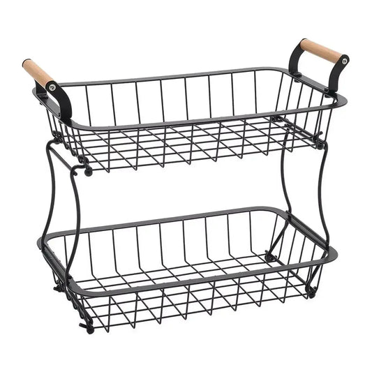 2 Tier Black kitchen Wire Fruit Basket For Fruit or Produce Furnish Wise