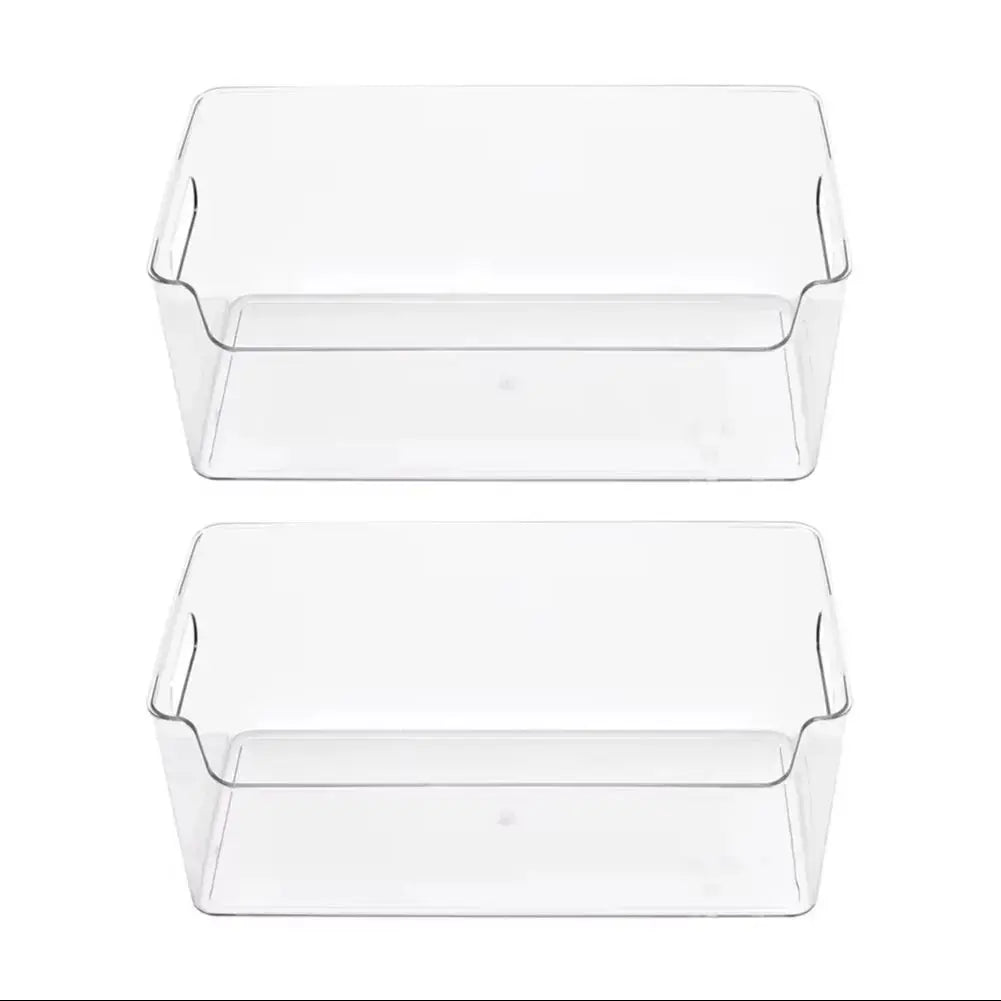 2Pcs Stackable Refrigerator Storage Organisers with Handles