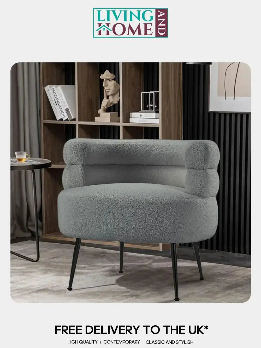 Curved Upholstered Single Sofa Accent Chair