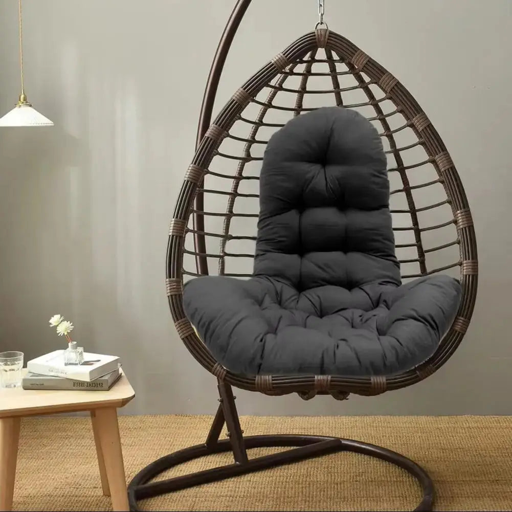 Hanging Egg Chair Thick Cushion Swing Chair Pad, Black *CUSHION ONLY*