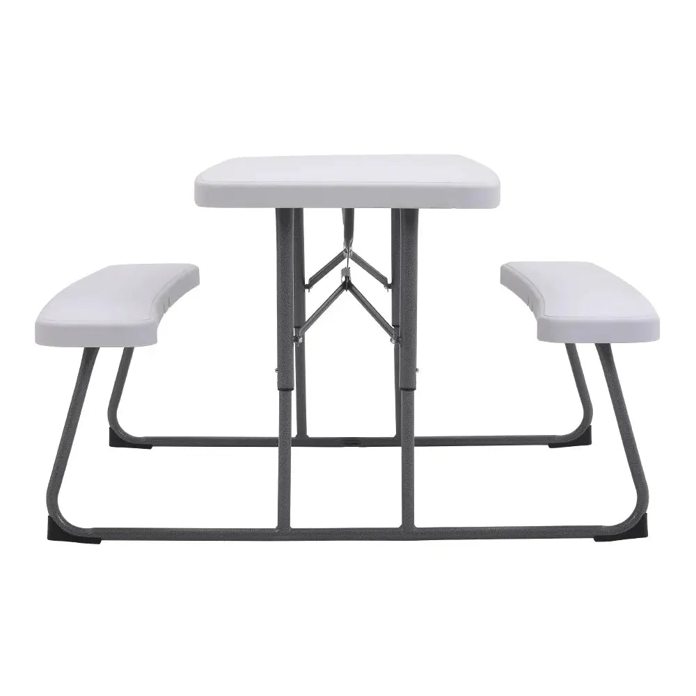 Off-White Children's Foldable Picnic Table and Bench Set 3-Piece Furnish Wise