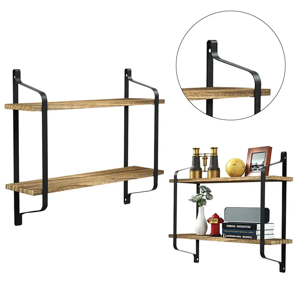 2-Tier Industrial Style Floating Wall Shelf