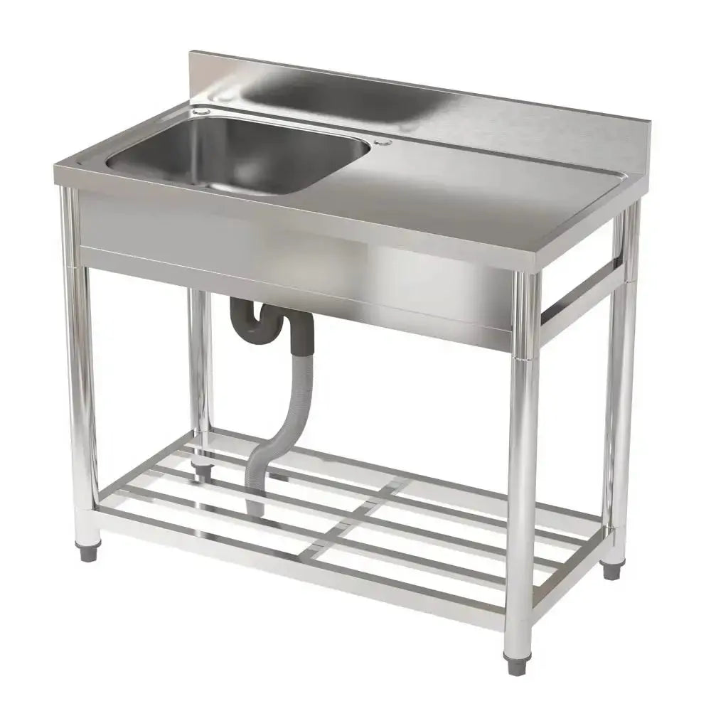 Stainless Steel Commercial Sink with Bowl Side Platform Furnish Wise