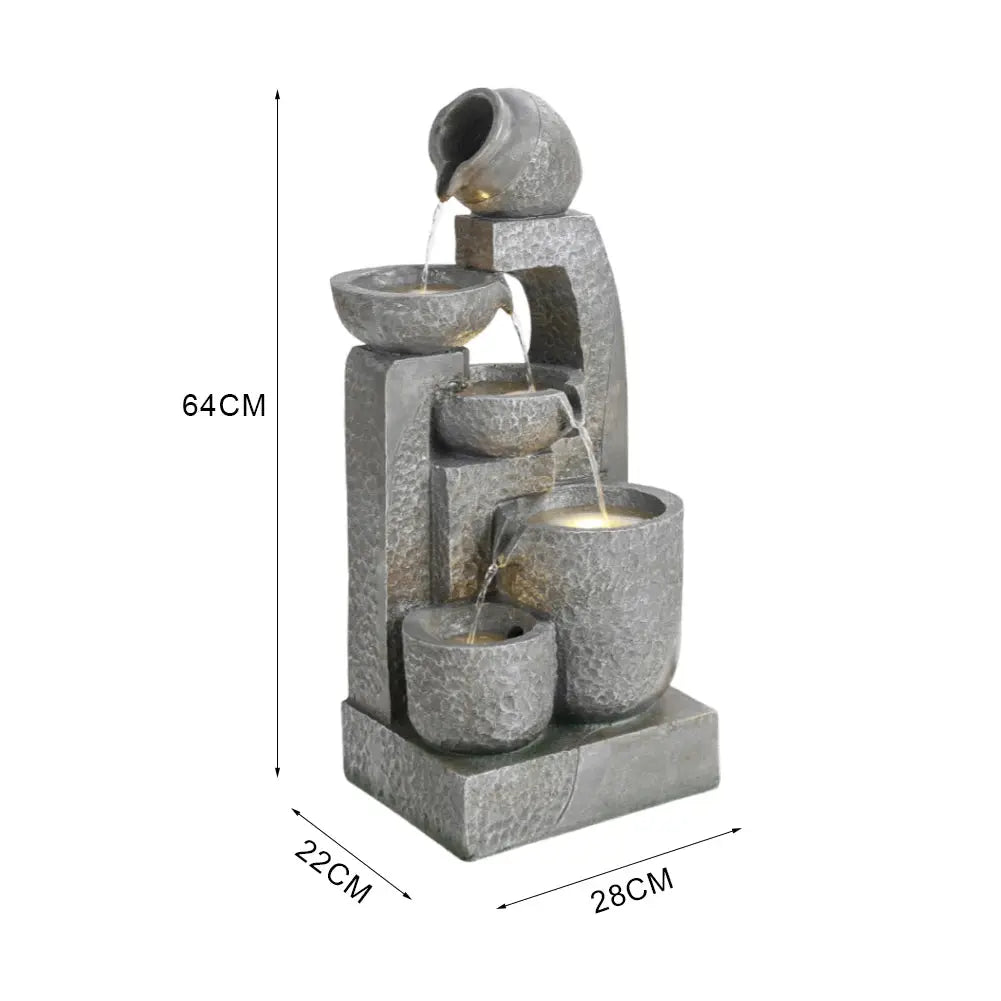 Cascade Solar-powered Water Fountain for Outdoors Gardens, Patios and Balconies Furnish Wise