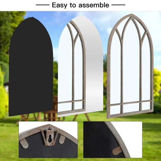 Decorative Metal Arched Window Mirror Furnish Wise