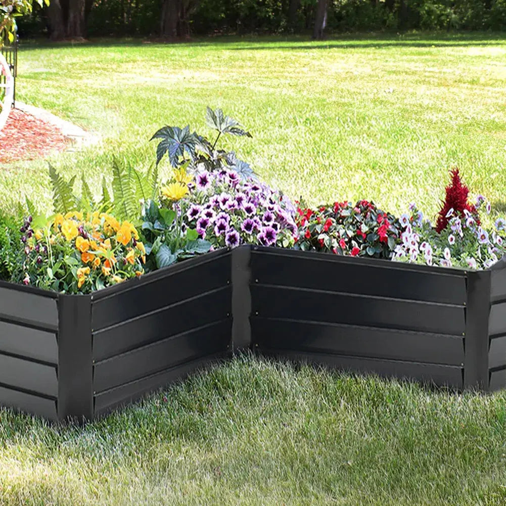 Charcoal Black Outdoor Metal L Shaped Raised Garden Bed