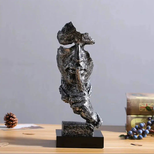 Retro Silver Resin Art Thinker Sculpture