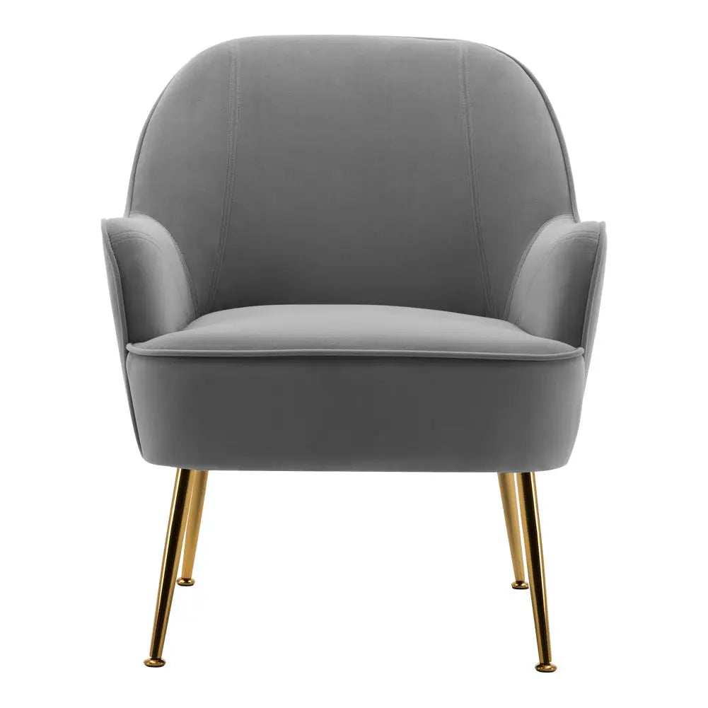 Contemporary Upholstered Comfy Armchair with Gold-Plated Feet