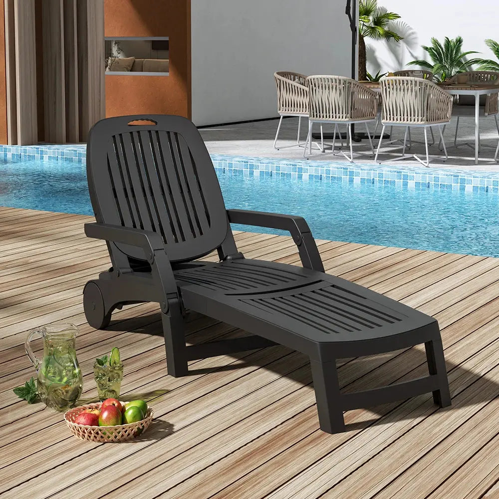 Outdoor Plastic Folding Leisure Chair with Wheels Furnish Wise