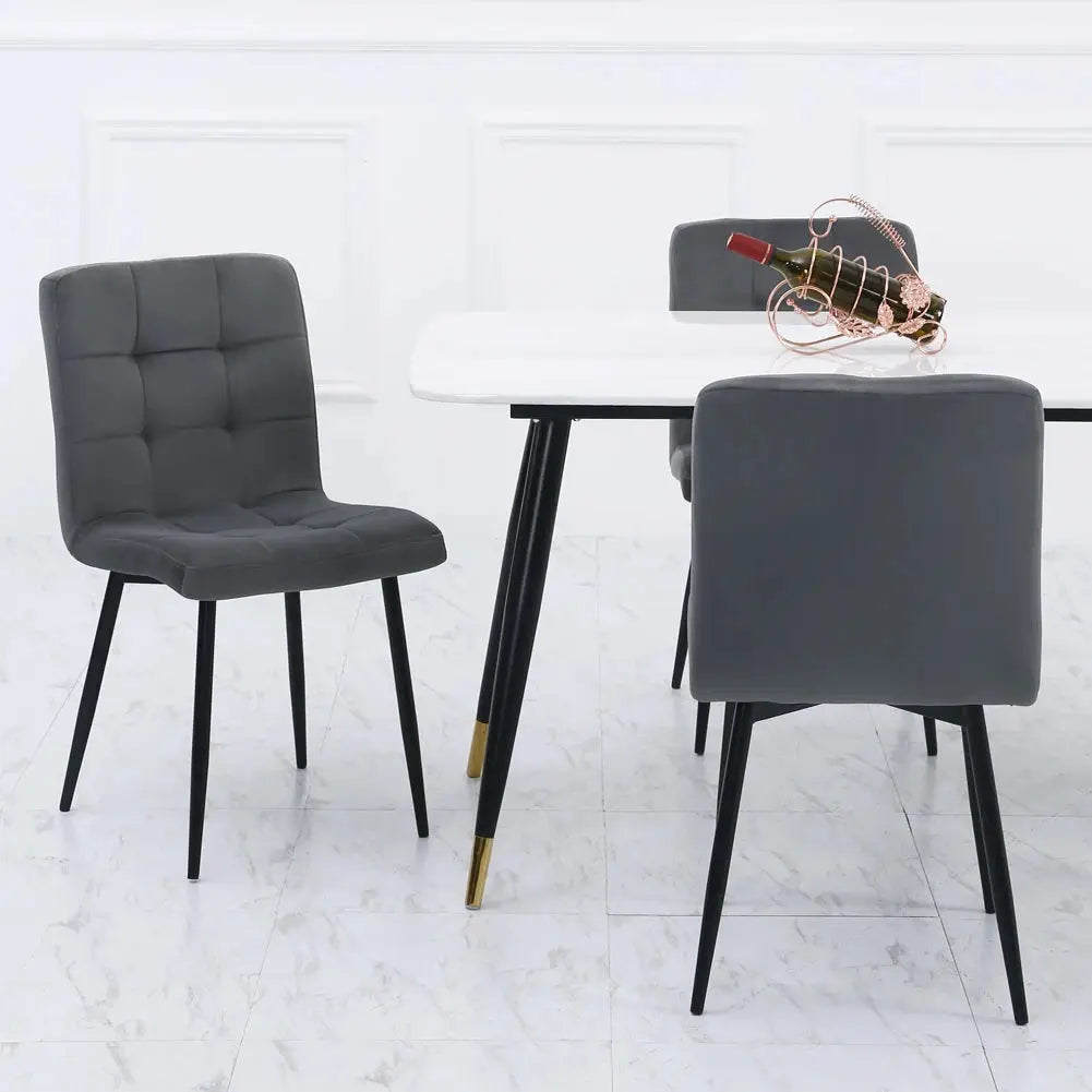 Set of 4 Matte Velvet Padded Dining Chairs Furnish Wise