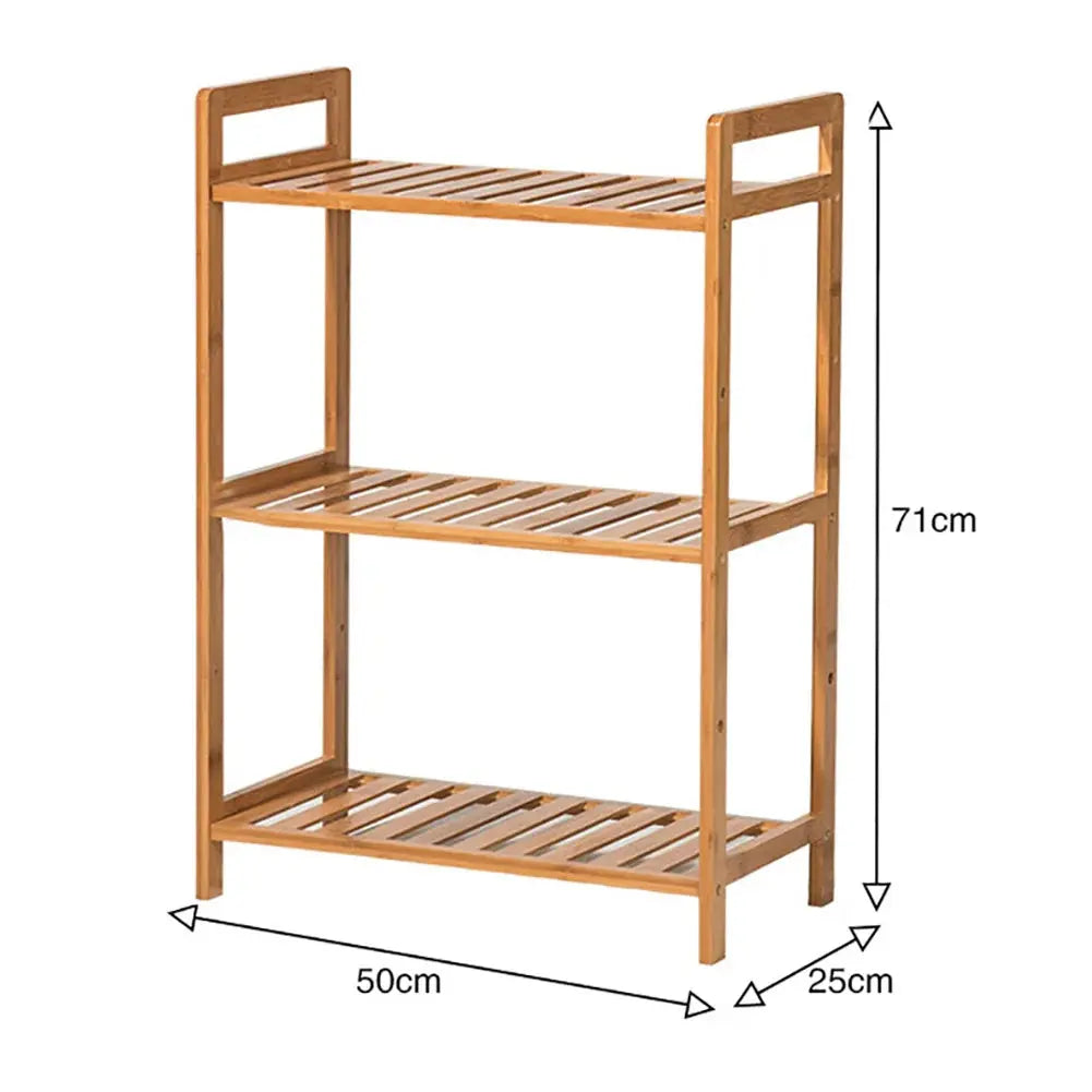 Tiered Bamboo Wood Book Storage Shelf