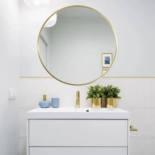 Modern Wall Mounted Slim Frame Round Mirror Furnish Wise