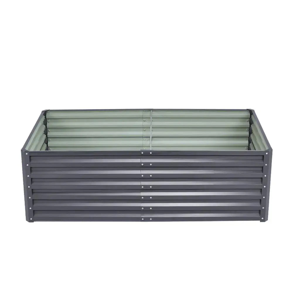 Outdoor Grey Modular Metal Raised Garden Bed, 180cmx 90cmx 57cm