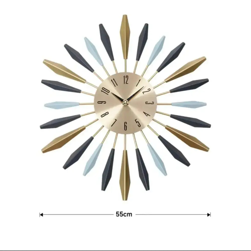 Large Metal Starburst Decorative Wall Clock Furnish Wise