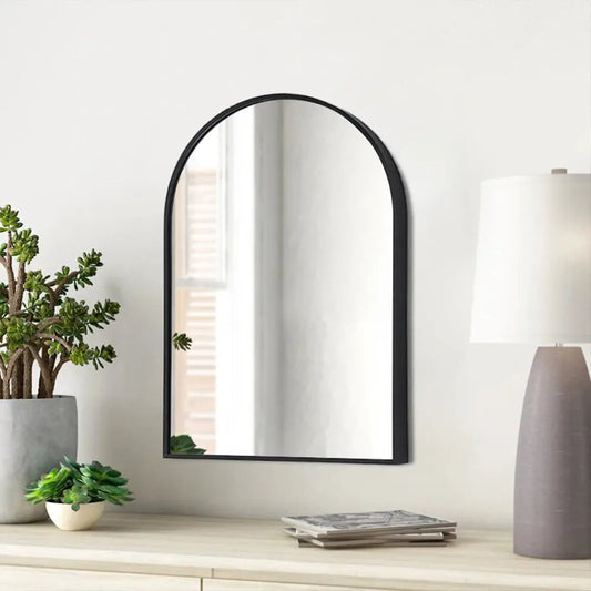 Black Aluminium Arched Wall Mirror Furnish Wise