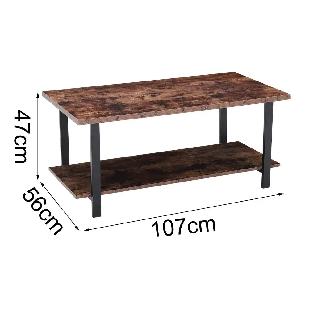 107cm Rustic Coffee Table with Storage Shelf