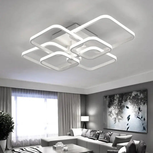 Square LED Dimmable Chandelier Ceiling Light With Remote Furnish Wise