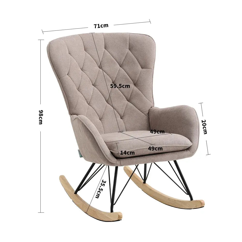 Light Brown Modern Upholstered Rocking Chair