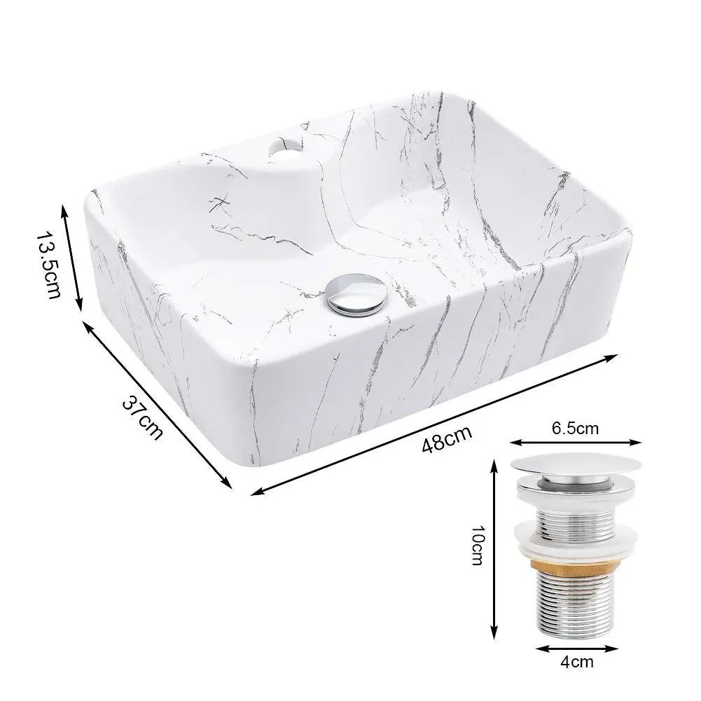 Rectangular Marble Vessle Sink Ceramic Furnish Wise