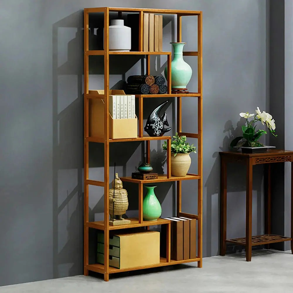7-Tier Wooden Staggered Bookcase