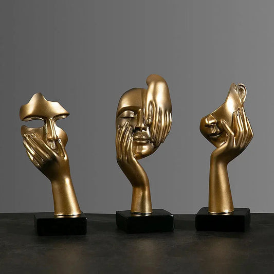 Resin Abstract Mask Statues European Miniature Figurines for Interior Home Office Study Desktop Figure Ornament Decor Gift Furnish Wise