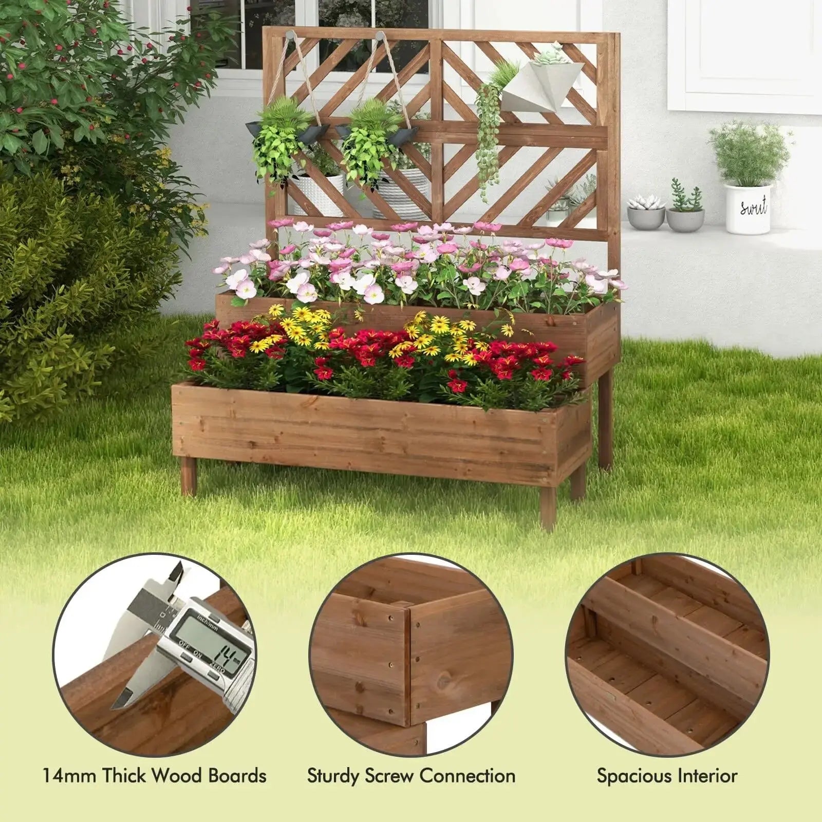Wooden 2-Tier Raised Garden Bed Furnish Wise