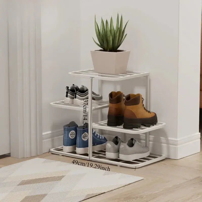 Large Capacity Interlocking Multi-Layer Wrought Iron Shoe Rack Minimalist Entryway Storage Shelf For Small Apartment Furnish Wise