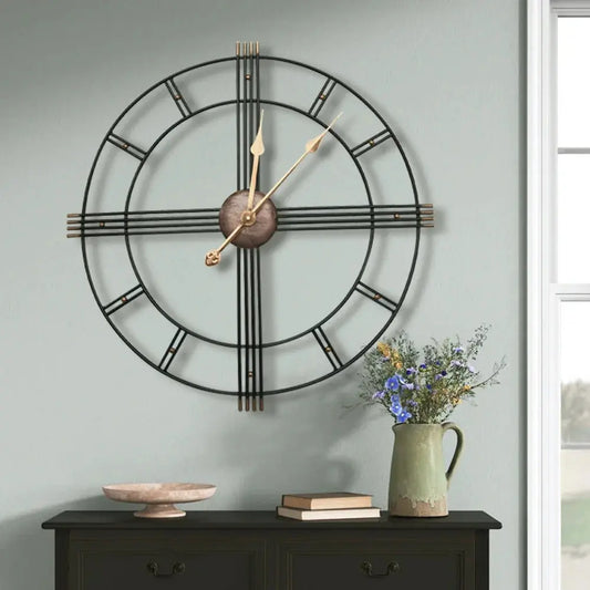 60cm Industrial Retro Roman Metal Wall Clock Furnish Wise