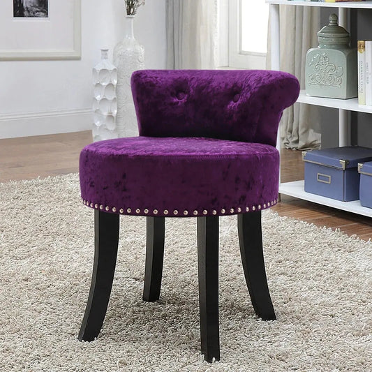 Crushed Velvet Dressing Chair with Studded Edge Furnish Wise