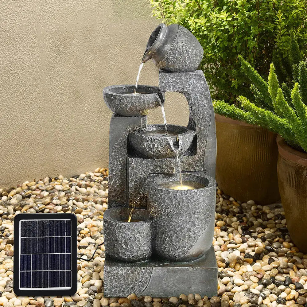 Cascade Solar-powered Water Fountain for Outdoors Gardens, Patios and Balconies Furnish Wise