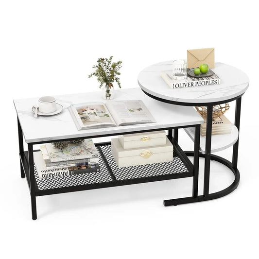 Set of 2 Coffee Nesting Table Set Furnish Wise