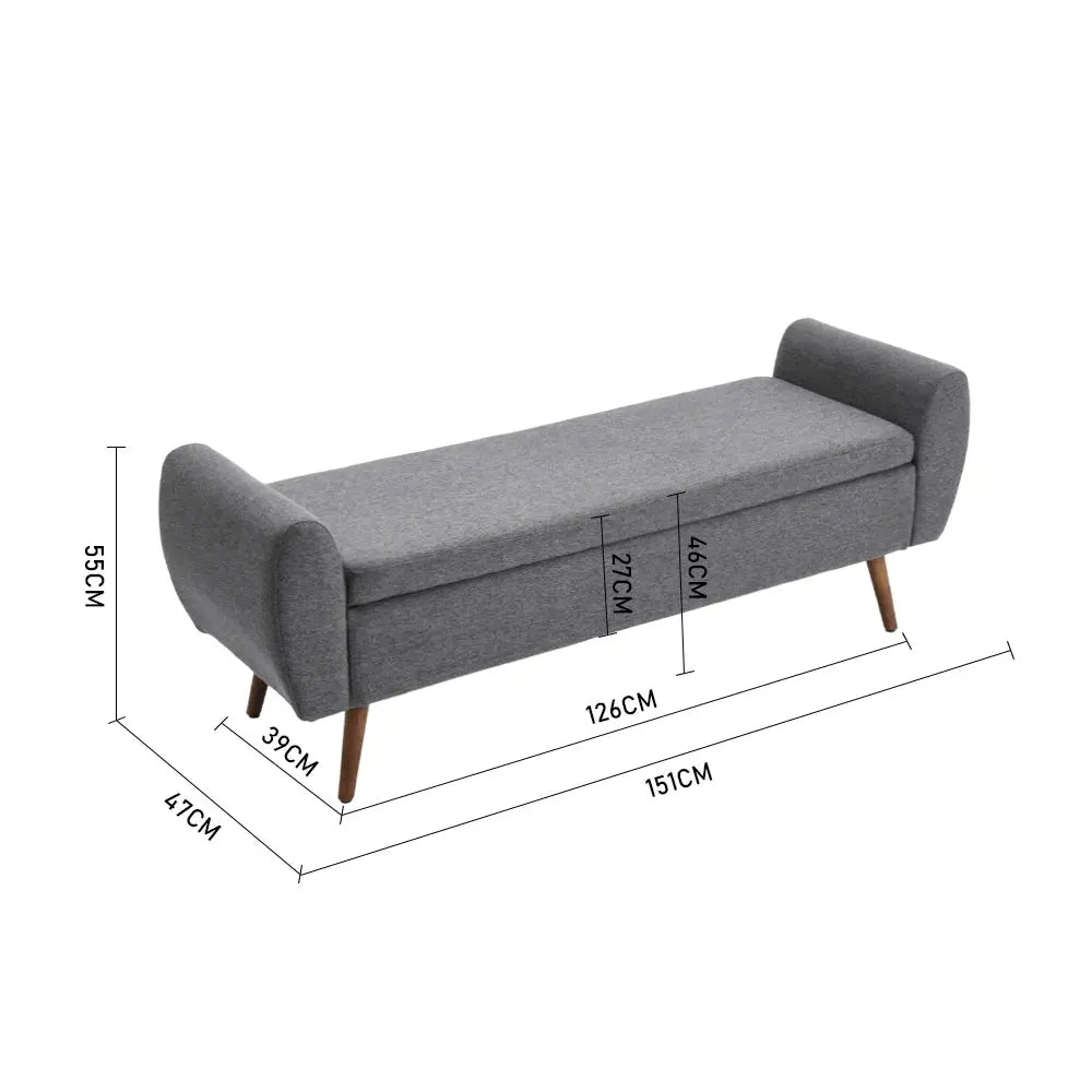 Linen Upholstered Modern Comfortable Multifunctional Storage Bench Furnish Wise