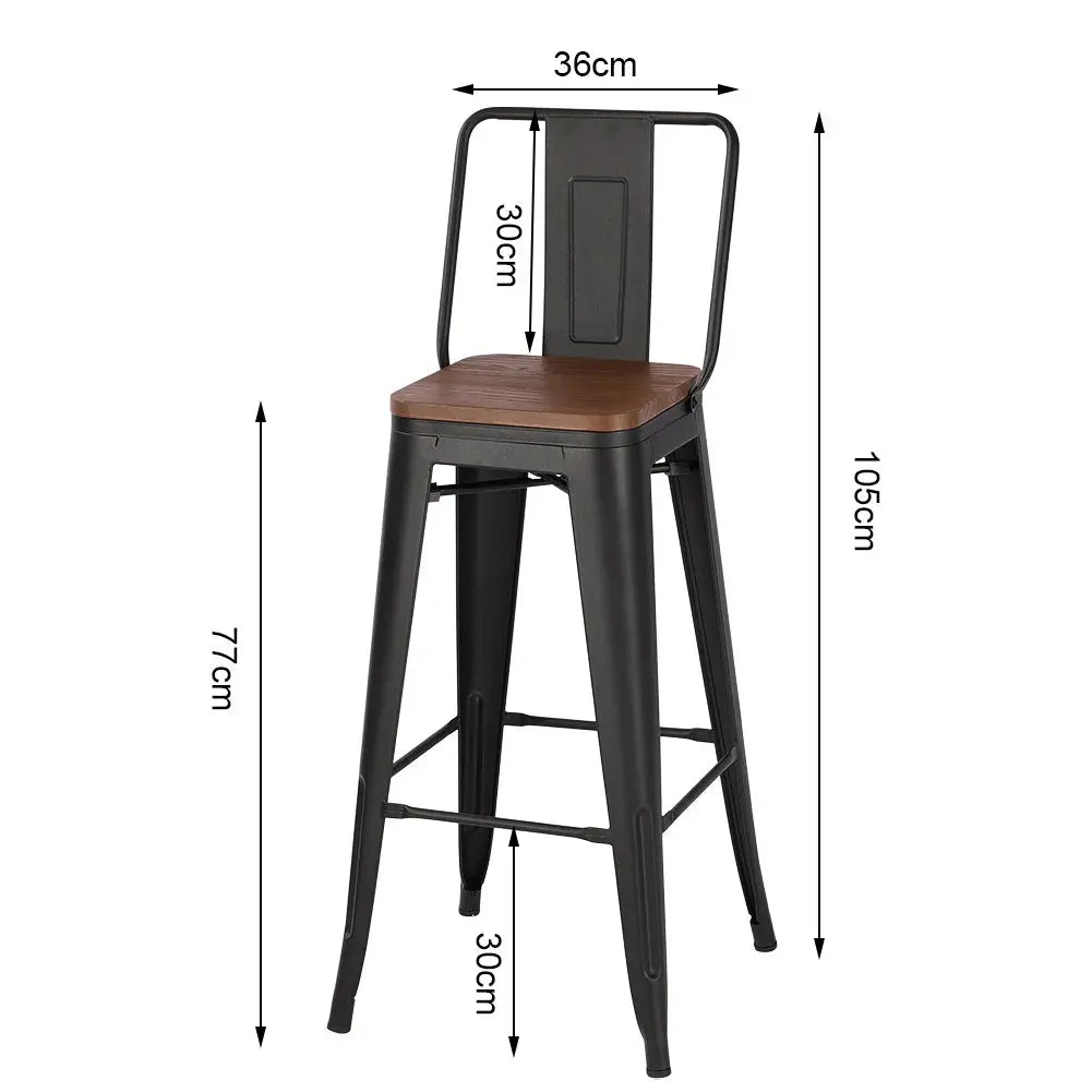 Set of 2 Metal Frame Vintage High Bar Stool