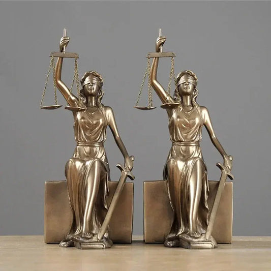2pcs/set Creative Home Decor Artwork Antique Greek Justice Goddess Statue Fair Angels Resin Bookends Study Room Decoration Furnish Wise