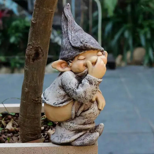13cm/5.1Inch Funny Pooping Gnome Statue Naughty Resin Naked Miniature Dwarf Figurine Home Garden Lawn Decor Furnish Wise