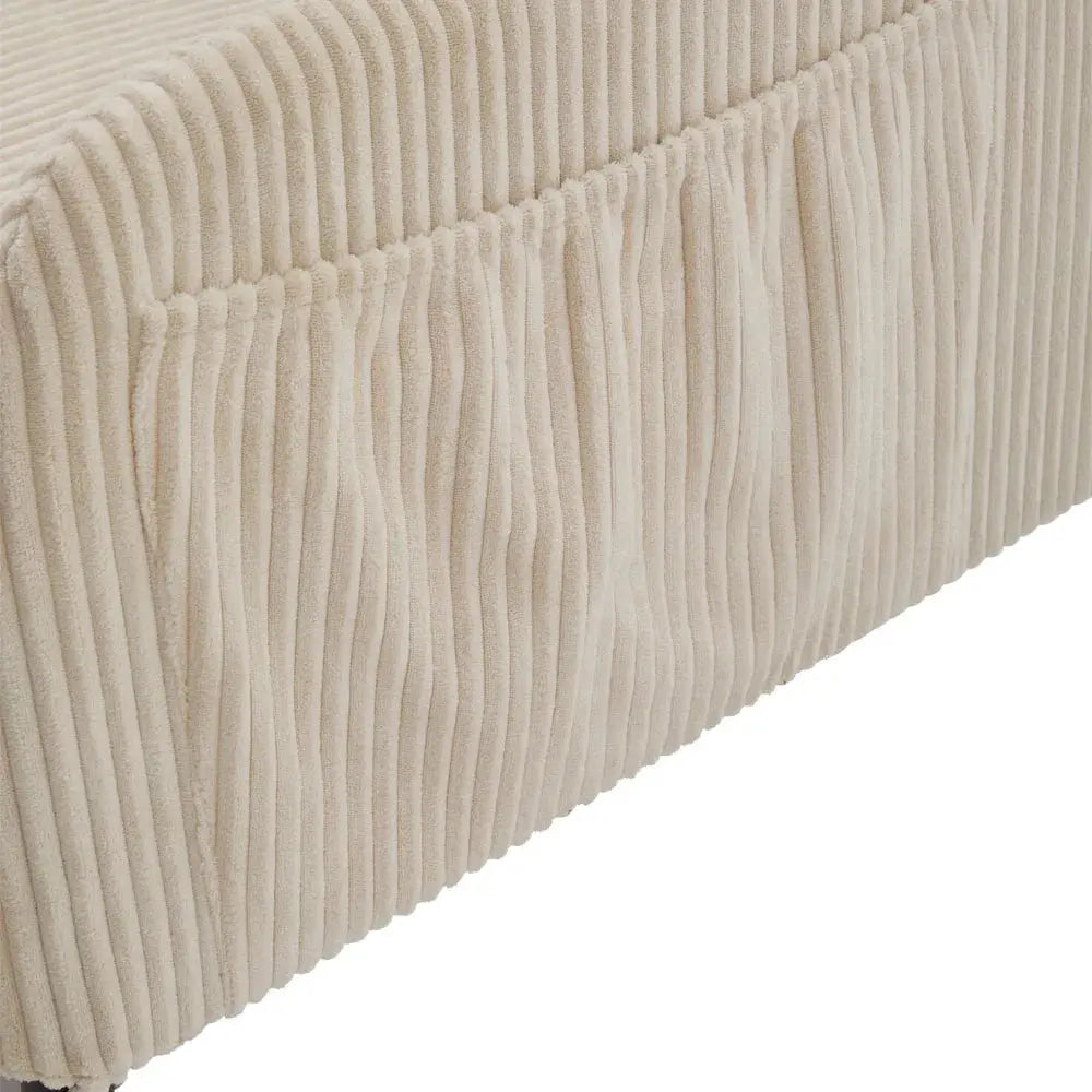 2-Seat Beige Corduroy Sofa with Armrests And Wooden Legs Furnish Wise