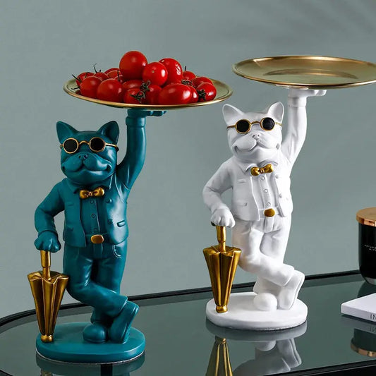 Statue Bulldog Statue Storage Tray Resin Art Home Decoration Sculpture Figurine Animal Lover Collection Study Room Ornament Furnish Wise